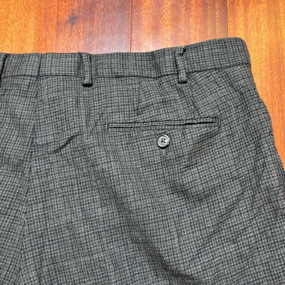 Lauren Ralph Lauren Pants Men 40x32 Gray Wool Plaid Check Preppy Hem Cuffed Logo